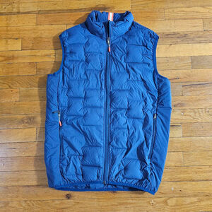 SWIMS Mens Blue Puffer Vest Orange Accents M